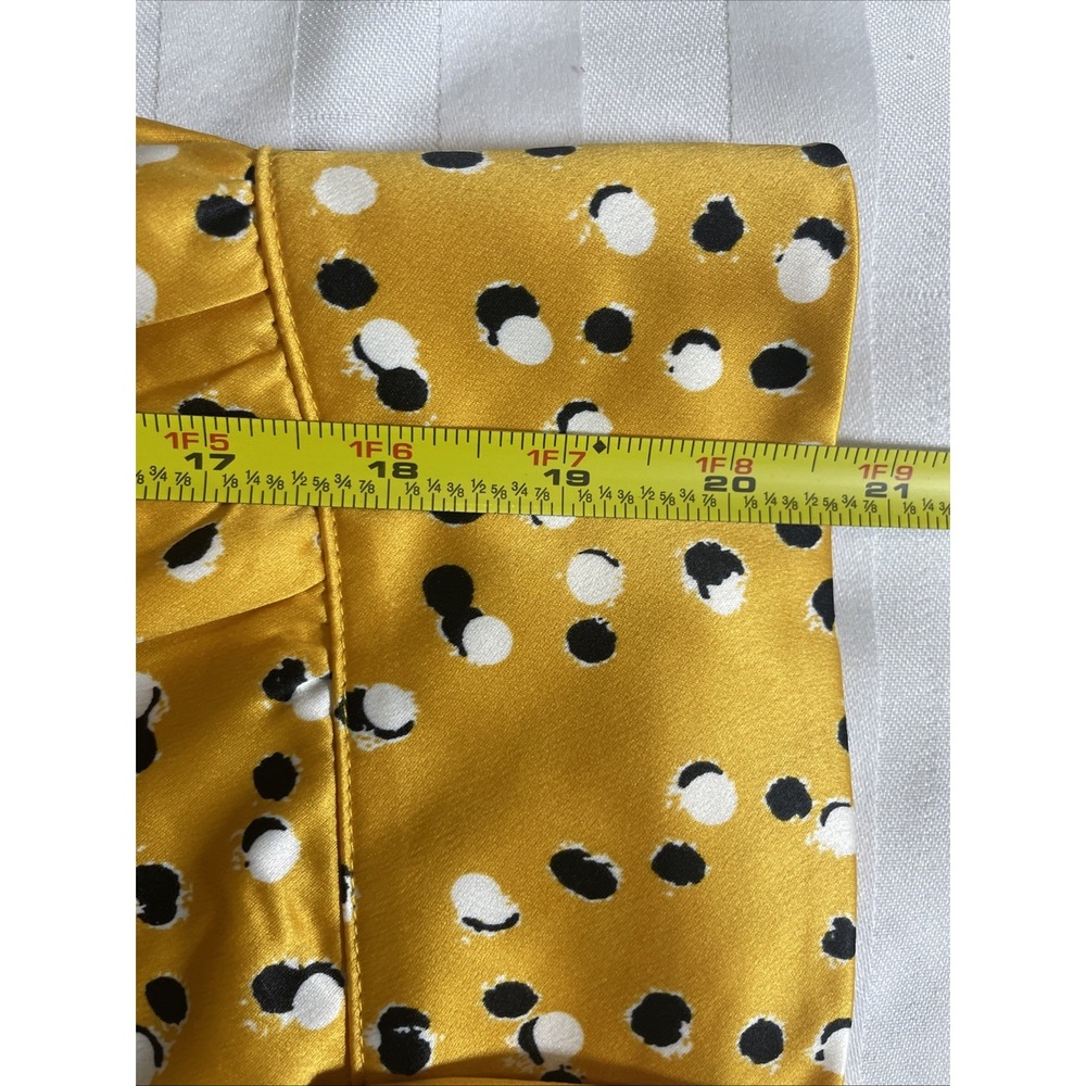 Marc New York Cropped Blouse Jacket Women Medium Satin Yellow Dot Button Up - Picture 10 of 12